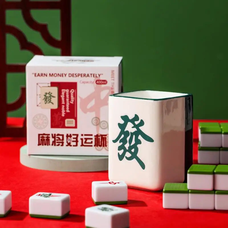 Retro Mahjong Ceramic Coffee / Tea Cups