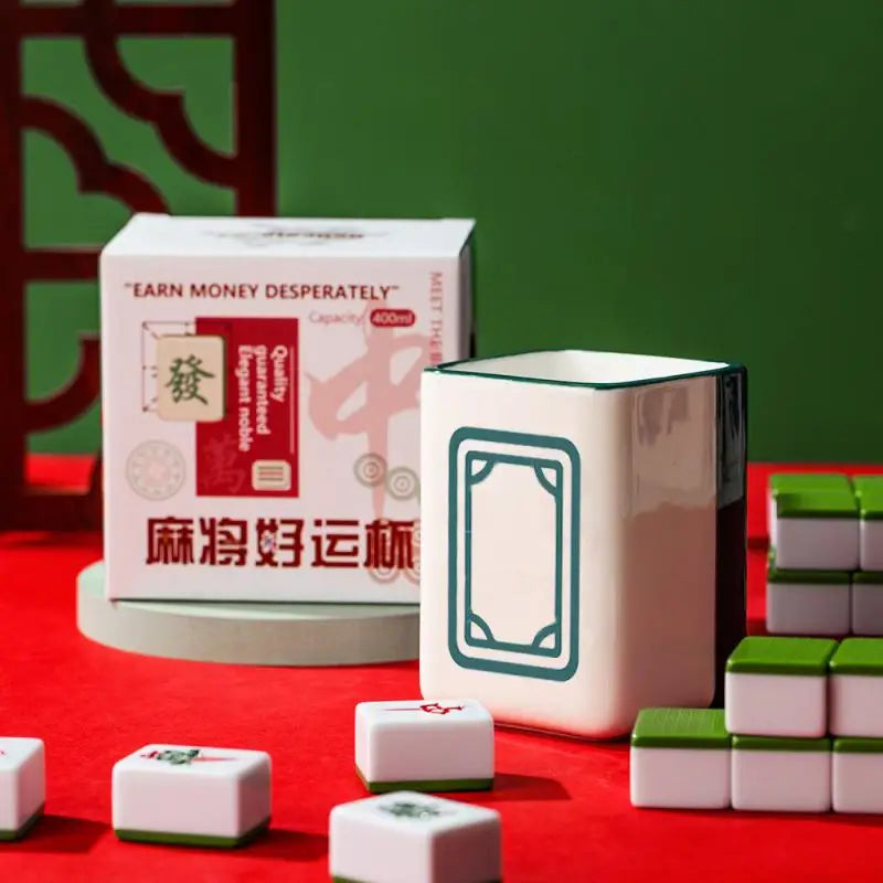 Retro Mahjong Ceramic Coffee / Tea Cups