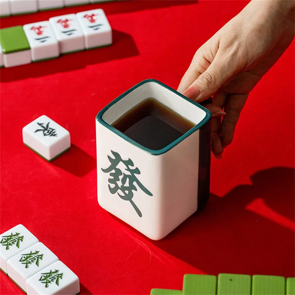 Retro Mahjong Ceramic Coffee / Tea Cups