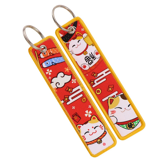 Lucky Cat Embroidered Cartoon Keychain