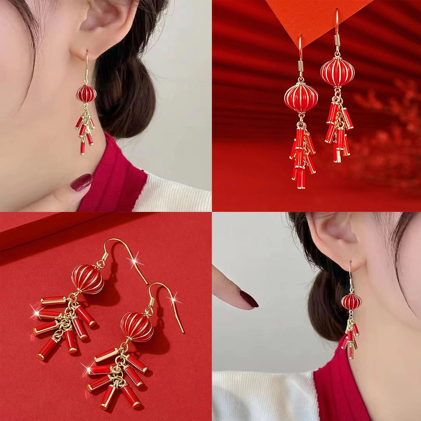 Chinese Style Long Firecracker Earrings