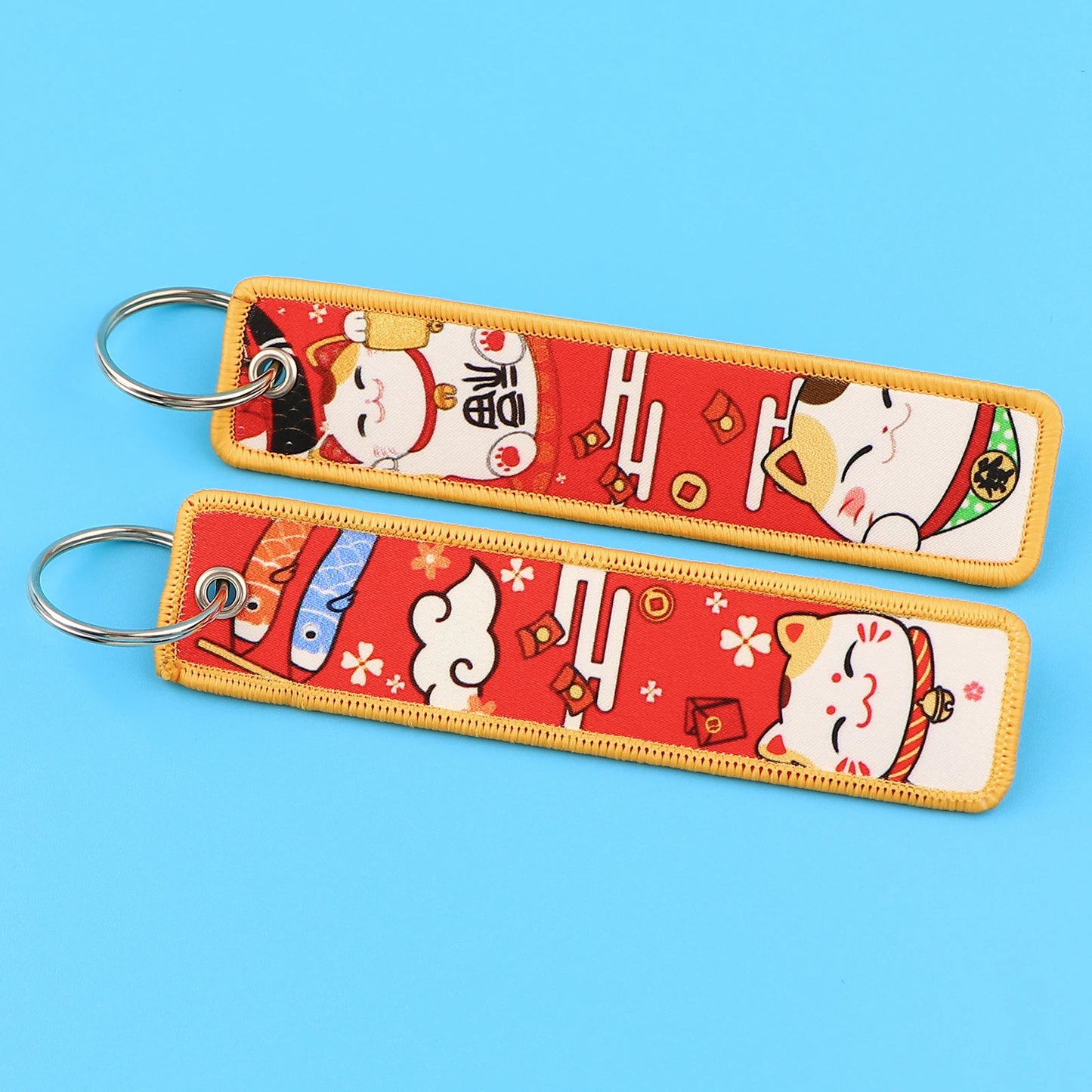 Lucky Cat Embroidered Cartoon Keychain