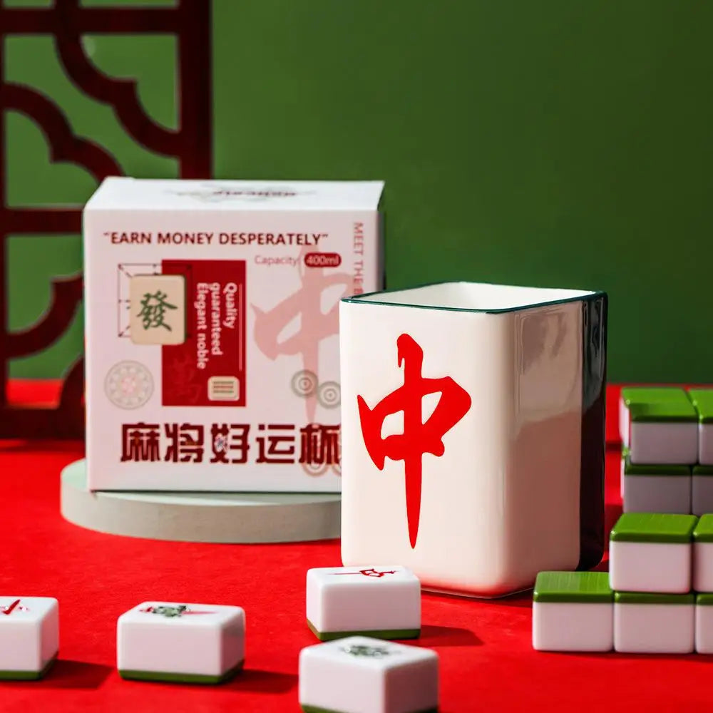 Retro Mahjong Ceramic Coffee / Tea Cups