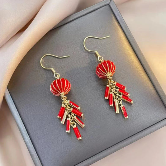 Chinese Style Long Firecracker Earrings