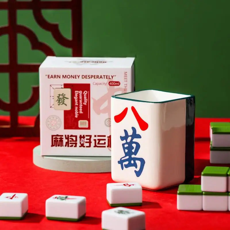 Retro Mahjong Ceramic Coffee / Tea Cups